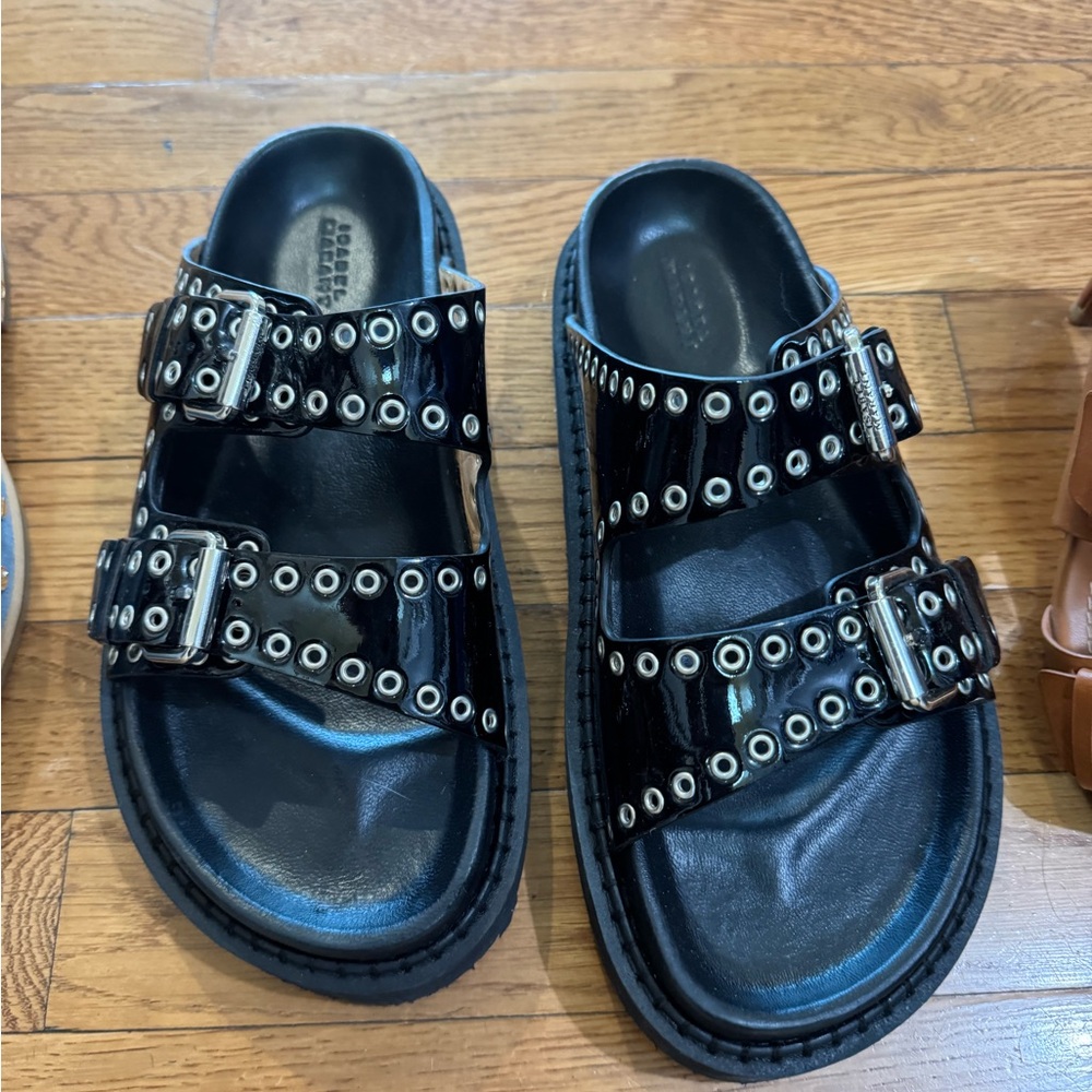 Isabel Marant Black Double Buckle Loafers